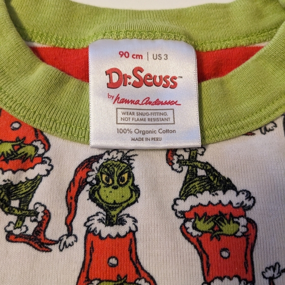 Hanna Andersson Grinch Long-Johns 90cm US 3 Dr Seuss Christmas morning jammies - Picture 2 of 2